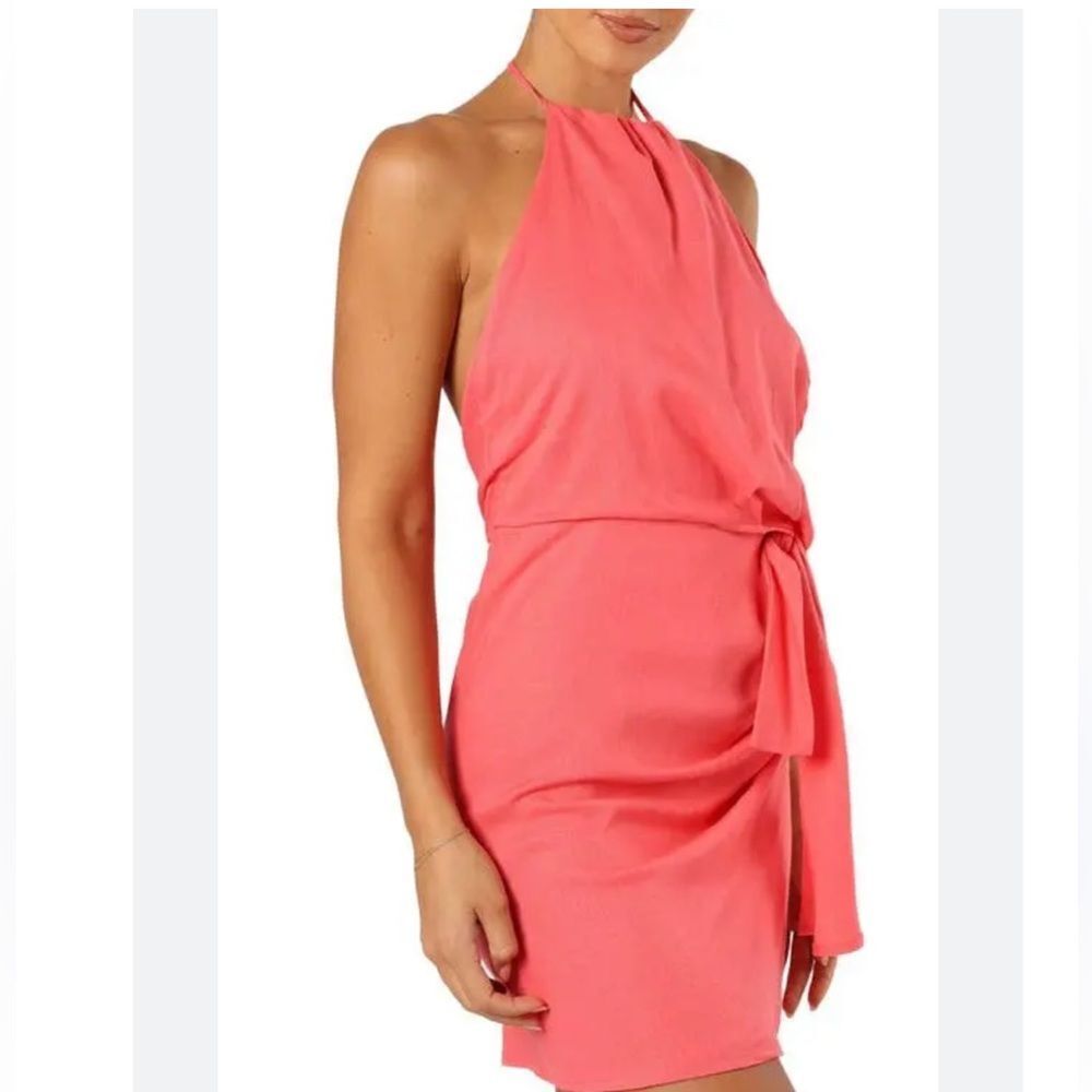PETAL & PUP Kalena Tie Waist Halter Mini Dress New!